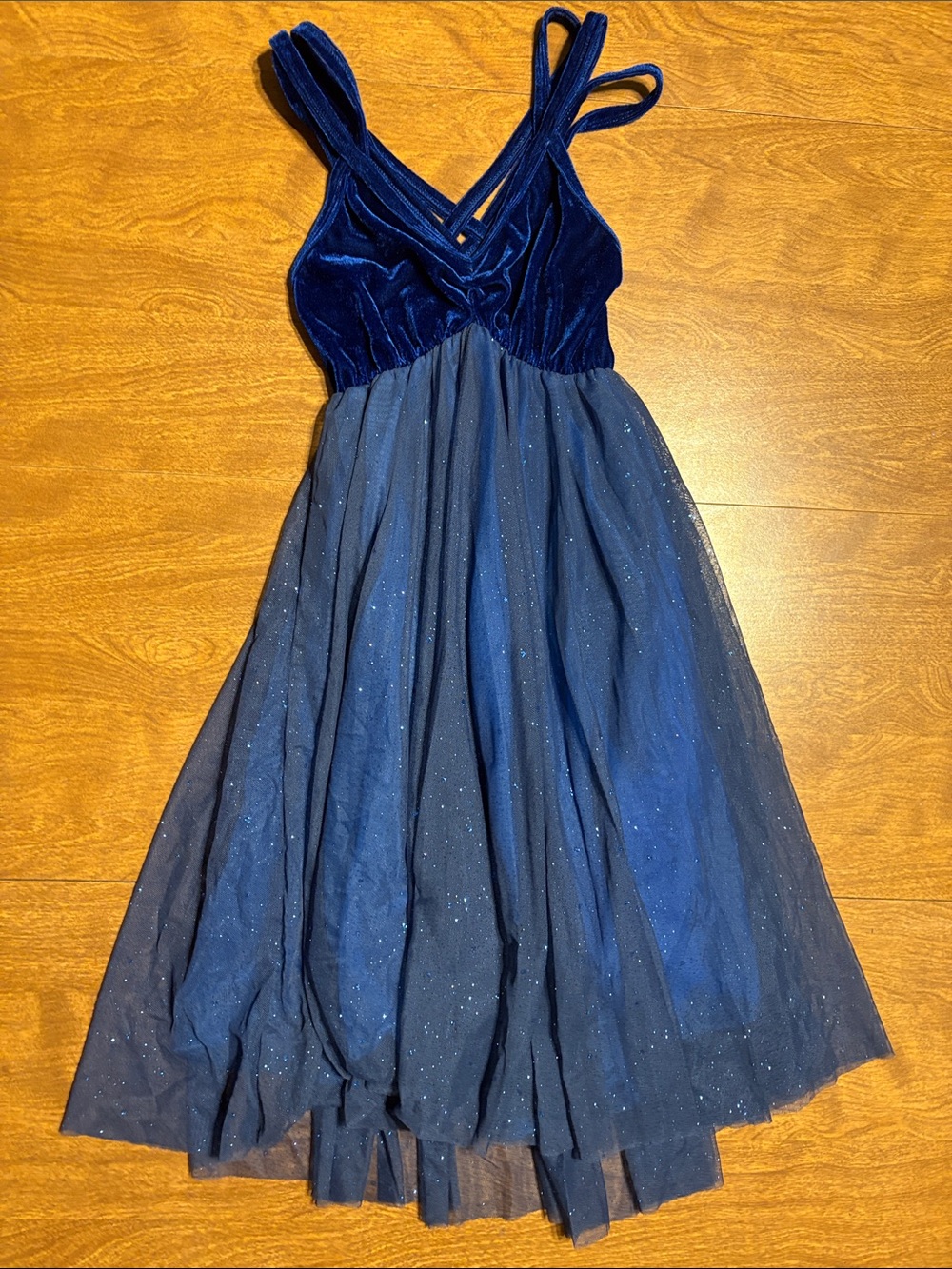 Figure Skating/Dance Revolution Navy Velvet & Sparkle Tulle Formal Dress